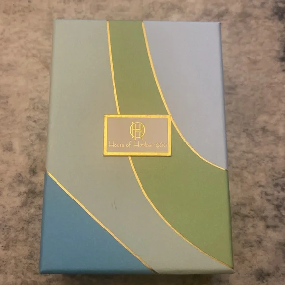 House of Harlow Gold Charm Cubic Zirconia Necklace Key 17” - Picture 4 of 4